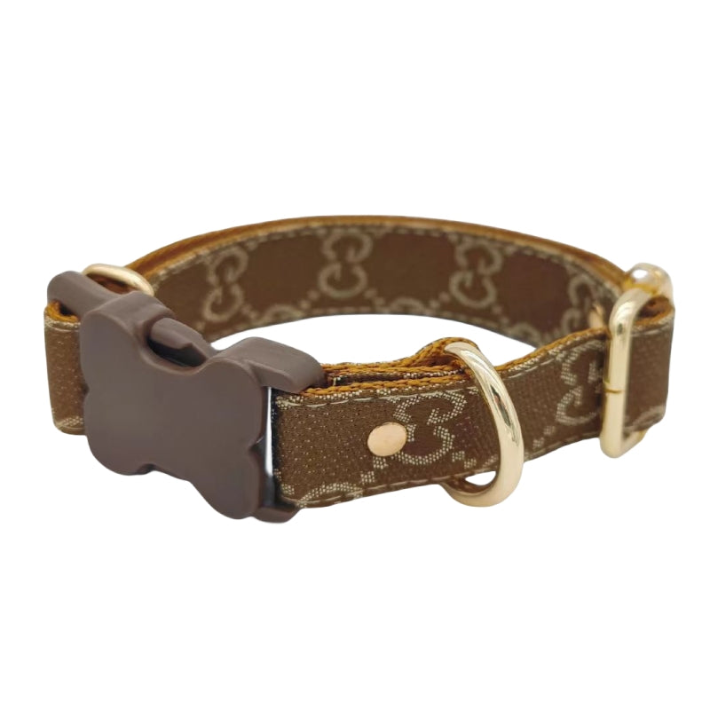 Gucy Beige Collar & Leash Set