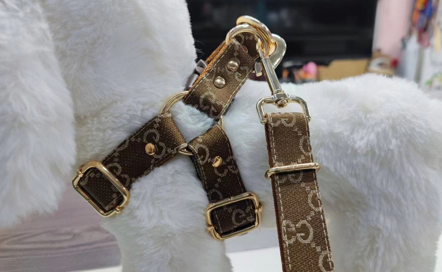 Gucy Brown Harness & Leash Set