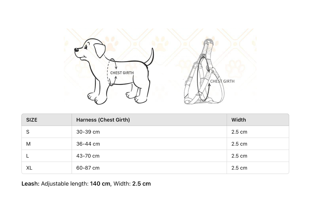 Gucy Beige Harness & Leash Set