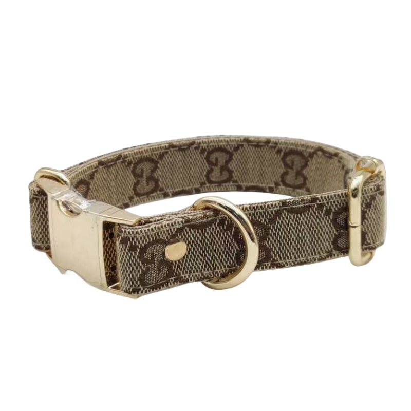 Gucy Beige Collar & Leash Set