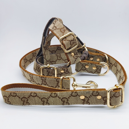 Gucy Beige Harness & Leash Set